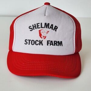Vintage Shelmar Stock Farm Trucker Hat Cap Snapback 80s Farmer Farming Cows Beef